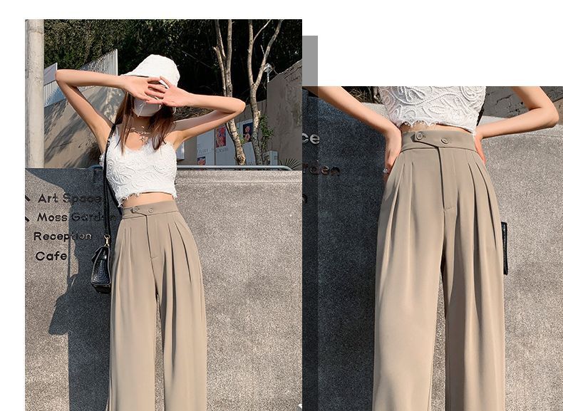 High Waist Wide Leg Dress Pants (Various Designs) dd25 MK Kawaii Store
