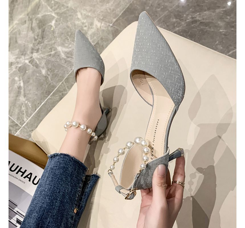 Faux Pearl High-Heel Sandals cc31 MK Kawaii Store