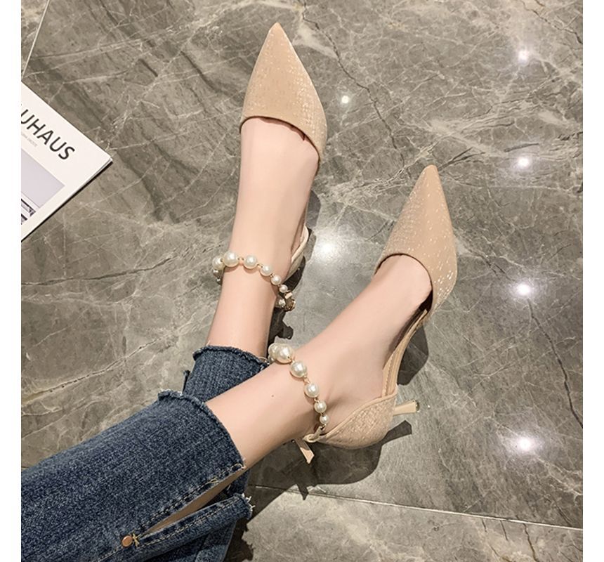 Faux Pearl High-Heel Sandals cc31 MK Kawaii Store