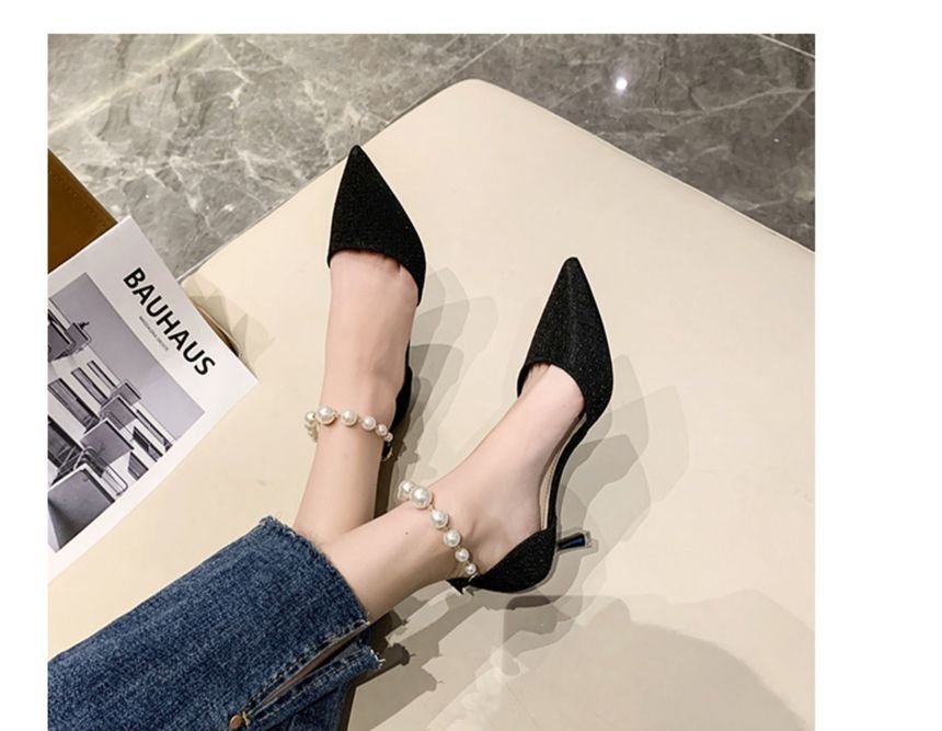 Faux Pearl High-Heel Sandals cc31 MK Kawaii Store