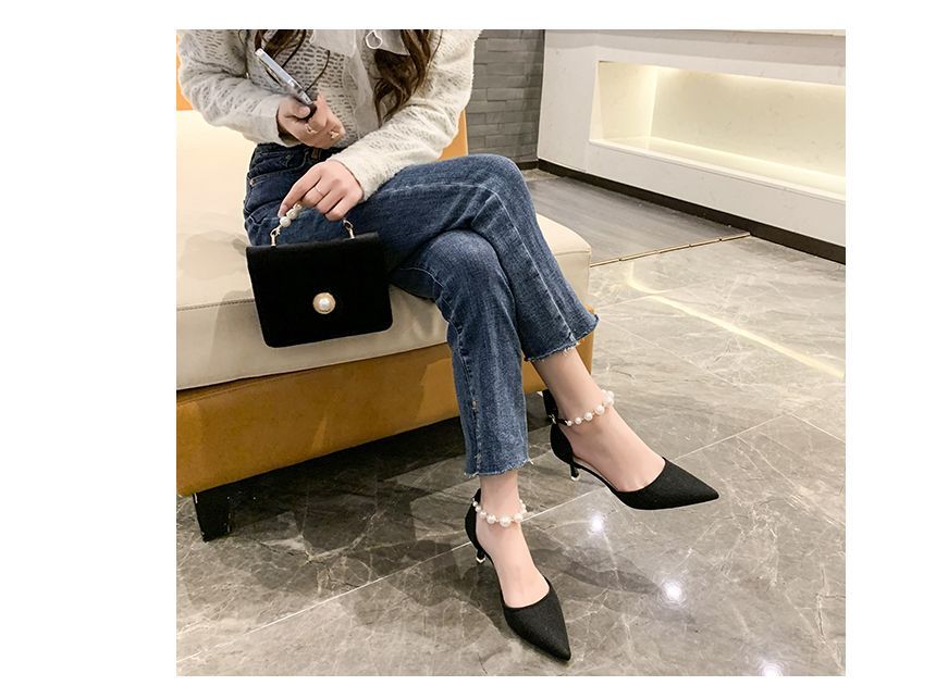 Faux Pearl High-Heel Sandals cc31 MK Kawaii Store