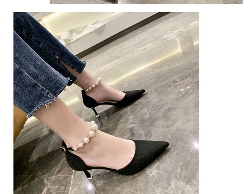 Faux Pearl High-Heel Sandals cc31 MK Kawaii Store