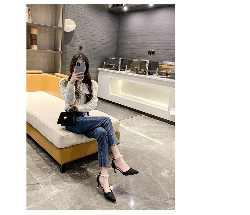 Faux Pearl High-Heel Sandals cc31 MK Kawaii Store