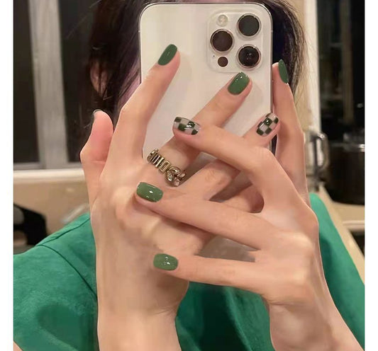 Checker Faux Nail Tips ZS1052 MK Kawaii Store