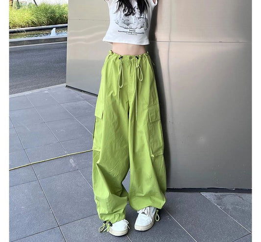 High Waist Plain Wide Leg Cargo Pants dd26 MK Kawaii Store
