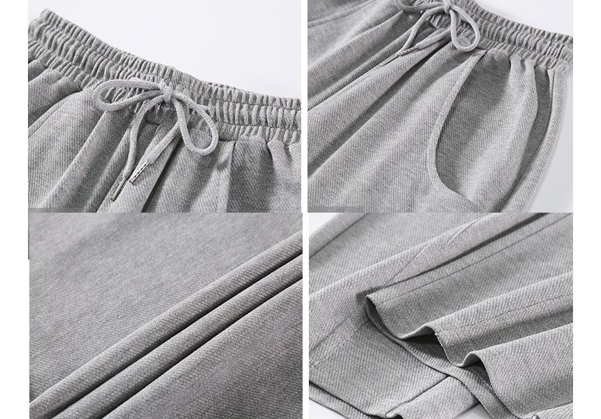 Mid-Waist Drawstring Pocketed Wide-Leg Plain Sweatpants dd22 MK Kawaii Store