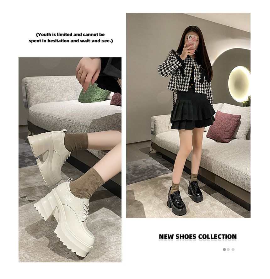 Platform Chunky Heel Derby Shoes cc25 MK Kawaii Store