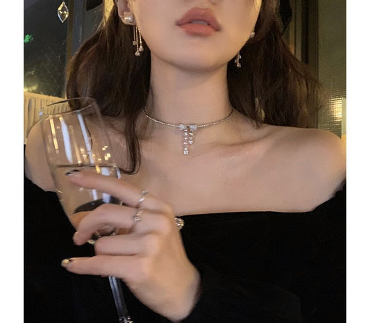 Rhinestone Bow Choker ZJ35 MK Kawaii Store