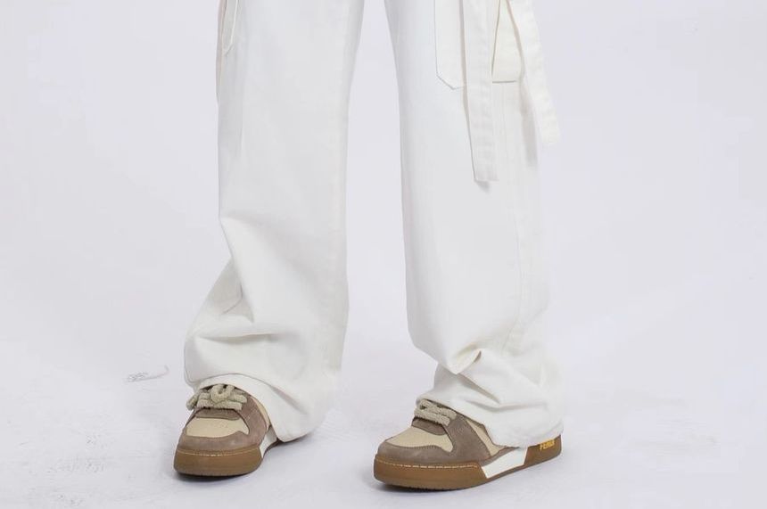 V Waistline Straight-Fit Wide-Leg Cargo Pants dd7 MK Kawaii Store
