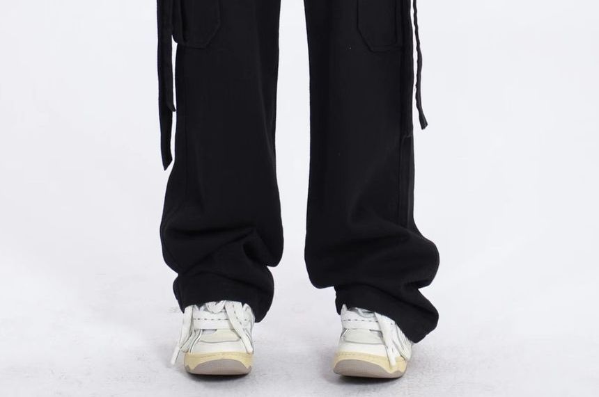 V Waistline Straight-Fit Wide-Leg Cargo Pants dd7 MK Kawaii Store