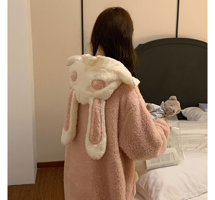 Rabbit Ear Hooded Fleece Pajama Robe OE16 MK Kawaii Store