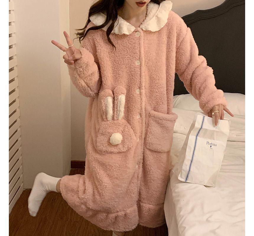 Rabbit Ear Hooded Fleece Pajama Robe OE16 MK Kawaii Store