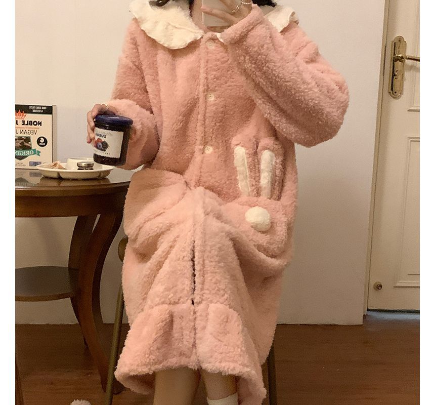 Rabbit Ear Hooded Fleece Pajama Robe OE16 MK Kawaii Store