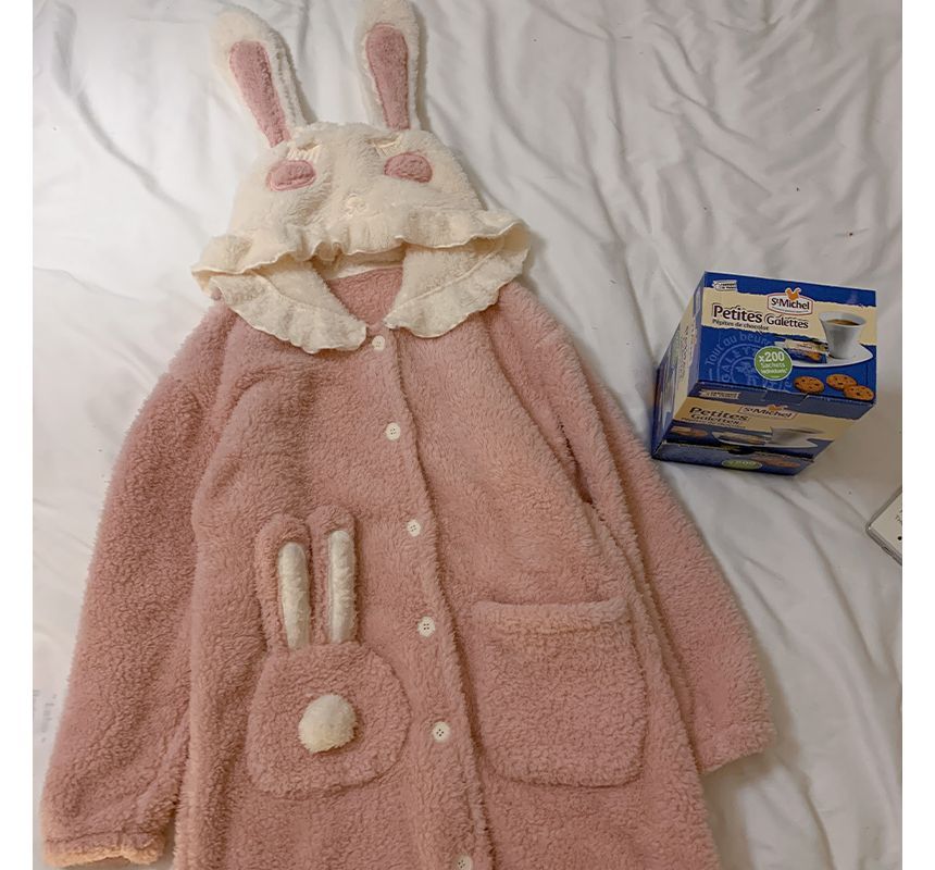 Rabbit Ear Hooded Fleece Pajama Robe OE16 MK Kawaii Store