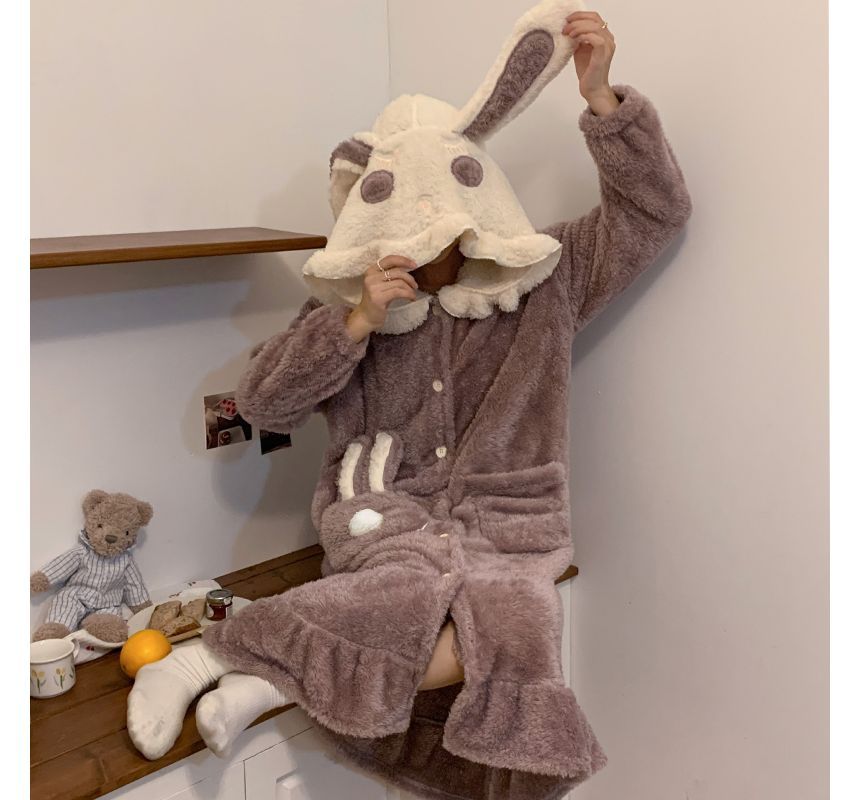 Rabbit Ear Hooded Fleece Pajama Robe OE16 MK Kawaii Store