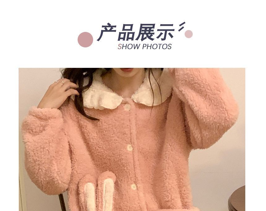 Rabbit Ear Hooded Fleece Pajama Robe OE16 MK Kawaii Store
