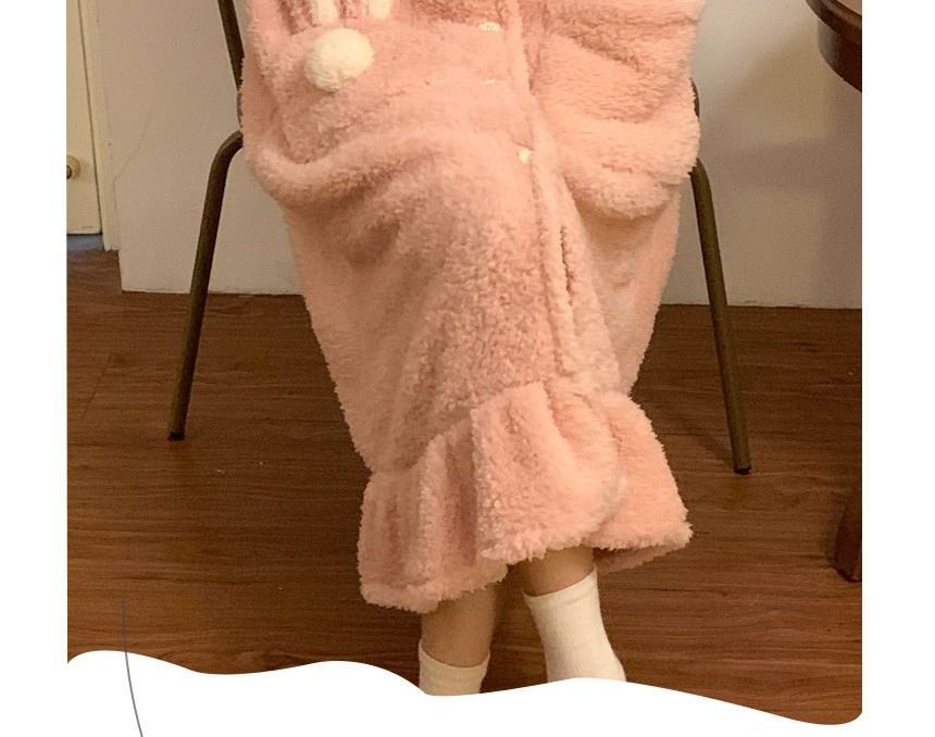 Rabbit Ear Hooded Fleece Pajama Robe OE16 MK Kawaii Store