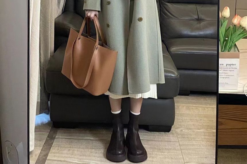 Double Breasted Plain Long Coat IL34 MK Kawaii Store