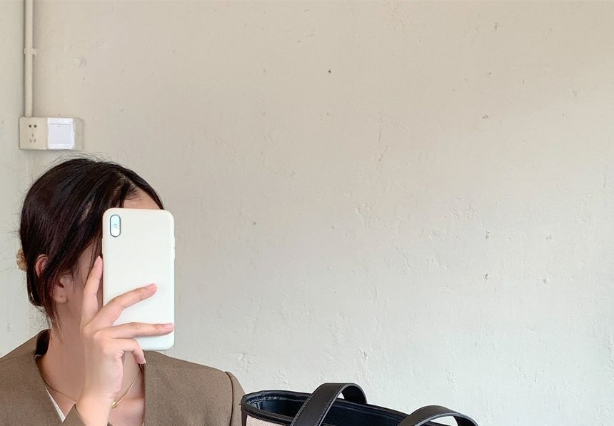 Faux Leather Panel Tote Bag IL12 MK Kawaii Store