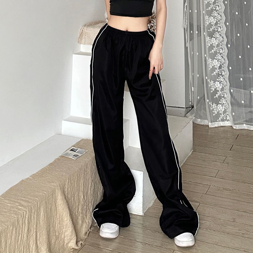 High Waist Striped Loose-Fit Wide-Leg Sweatpants dd20 MK Kawaii Store