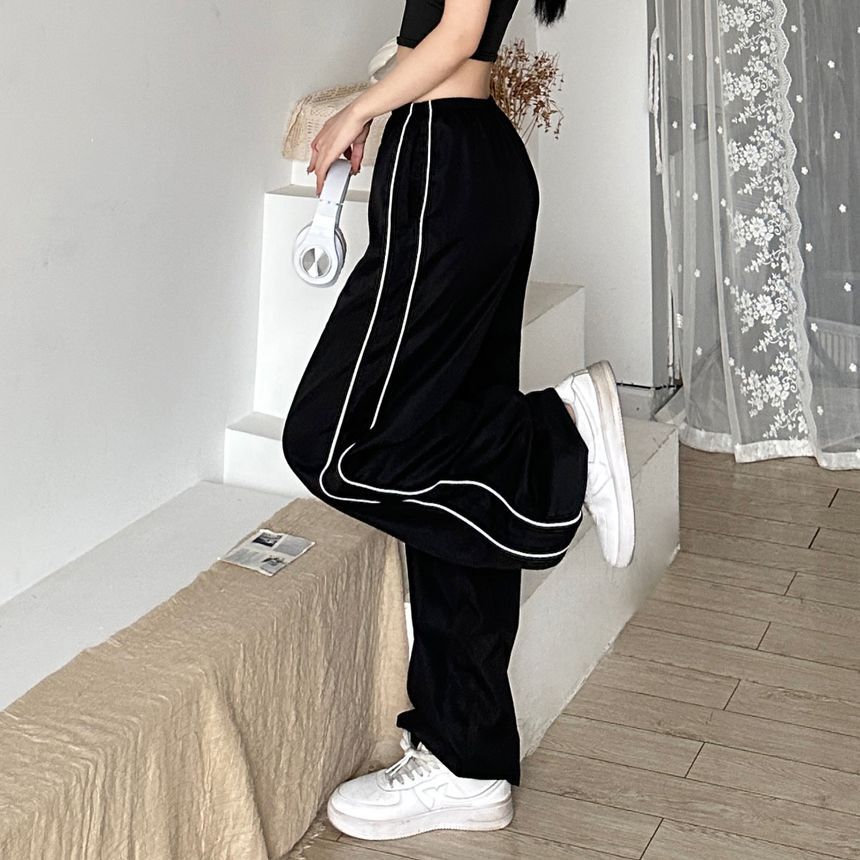 High Waist Striped Loose-Fit Wide-Leg Sweatpants dd20 MK Kawaii Store