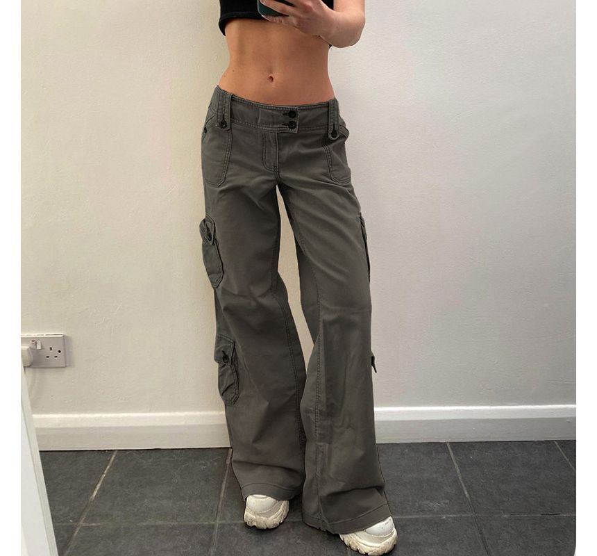 Low Waist Straight-Fit Wide-Leg Cargo Pants dd12 MK Kawaii Store