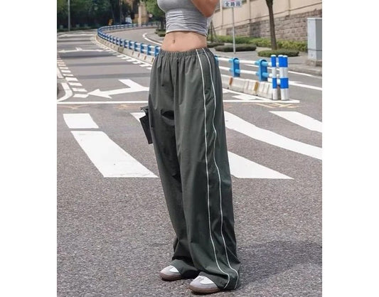 Low Rise Striped Loose-Fit Wide-Leg Sweatpants dd23 MK Kawaii Store