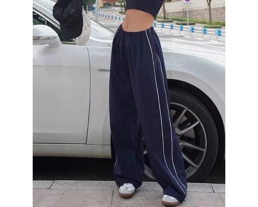 Low Rise Striped Loose-Fit Wide-Leg Sweatpants dd23 MK Kawaii Store