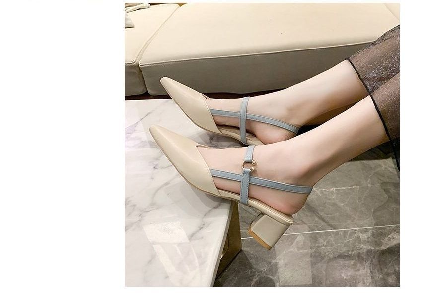Pointy-Toe Chunky Heel Sandals cc4 MK Kawaii Store