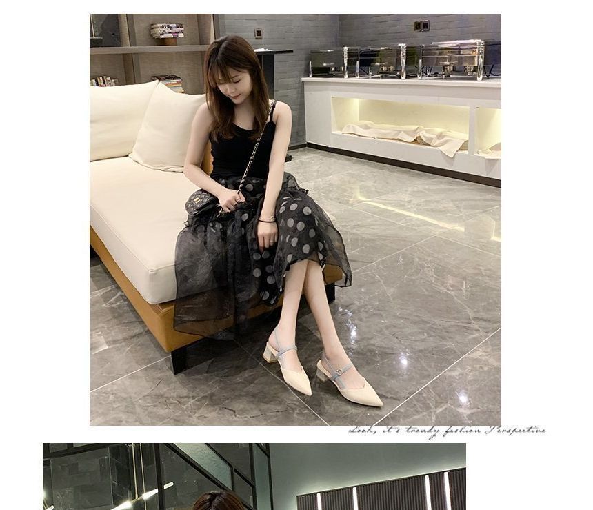 Pointy-Toe Chunky Heel Sandals cc4 MK Kawaii Store