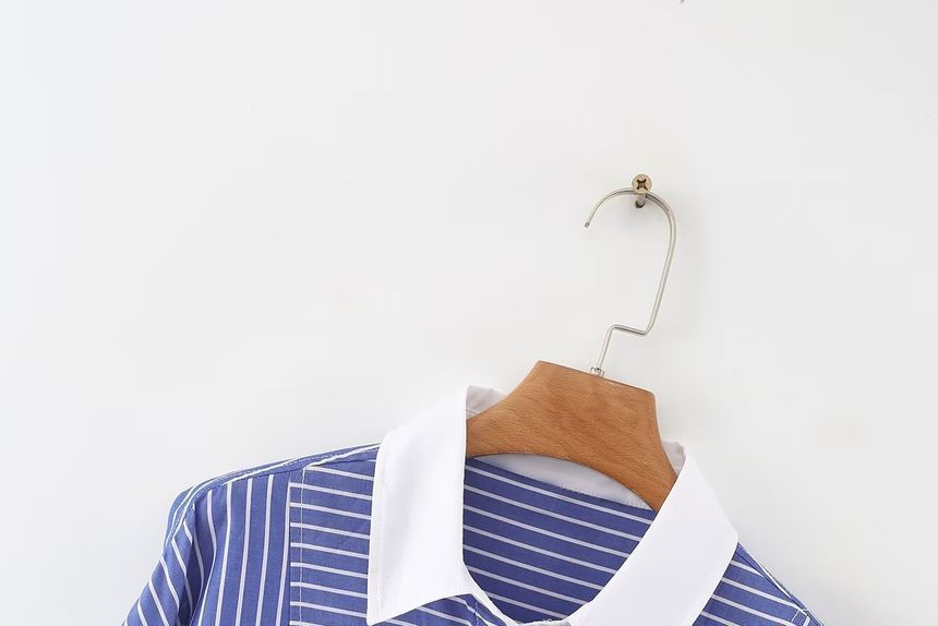 Collared Striped Shirt Dress aa28 MK Kawaii Store