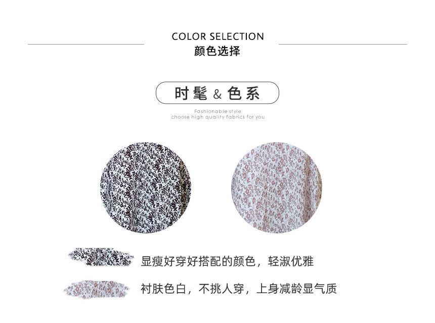 Long-Sleeve V-Neck Floral Print Midi A-Line Dress aa21 MK Kawaii Store