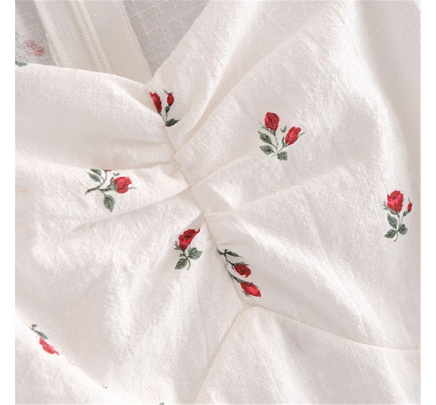 Short-Sleeve Floral Mini A-Line Dress kk16 MK Kawaii Store