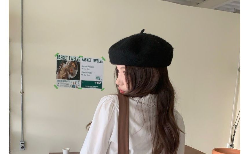 Flared-Cuff Lace Trim Button-Up Shirt / Plain Midi Jumper Dress kk21 MK Kawaii Store