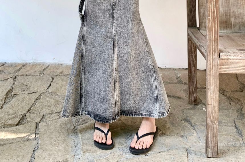 High Waist Denim Midi Skirt EE34 MK Kawaii Store