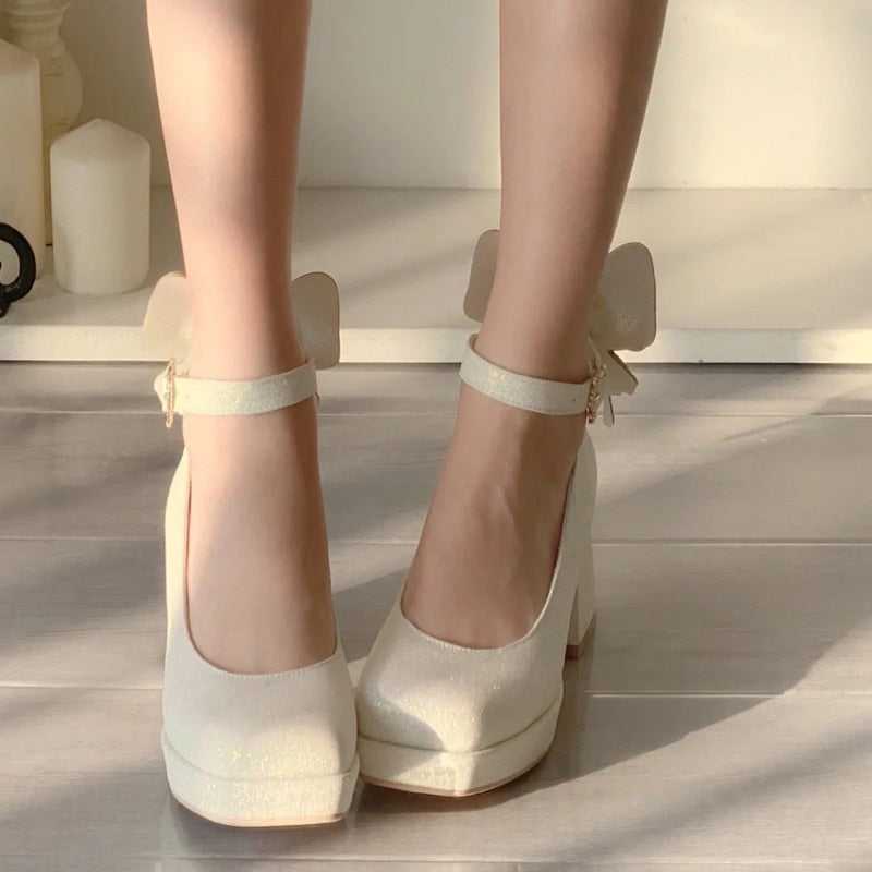 Women's Bow Lolita High Heels - Heartzcore MK Kawaii Store