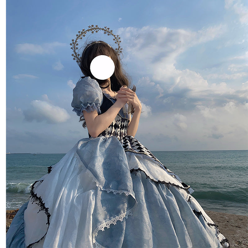 Alice In Wonderland Asymmetrical Retro Lolita Dress ON801 - MK MK Kawaii Store Alice In Wonderland Asymmetrical Retro Lolita Dress ON801 - MK MK Kawaii Store