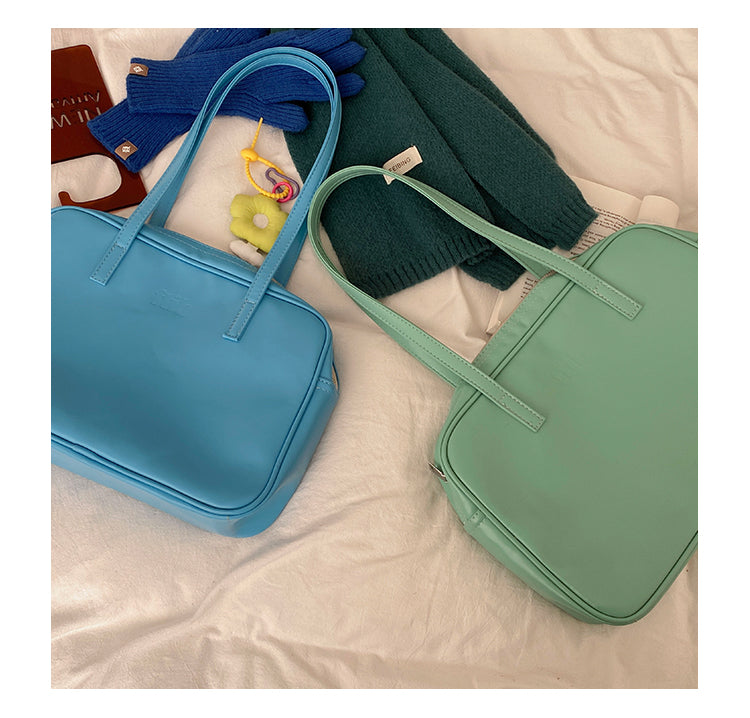 Leather Bag Color Tote Shoulder Bag - Heartzcore Heartzcore