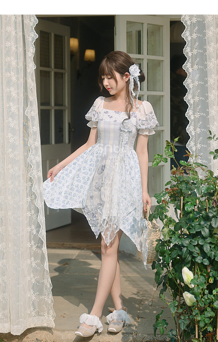 Kawaii Blue Spring Flowers Dress ON628 ONI