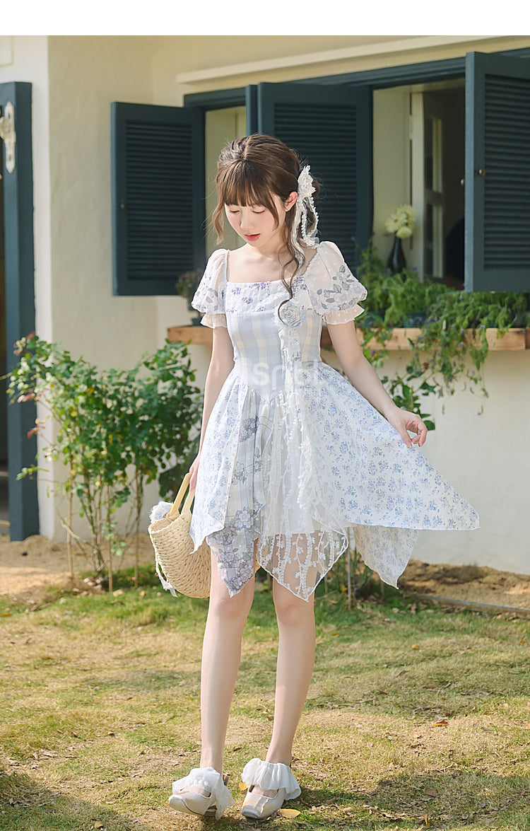 Kawaii Blue Spring Flowers Dress ON628 ONI