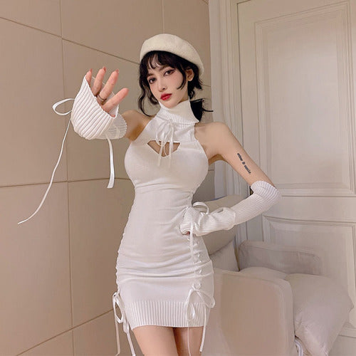 Virgin Killer Sweater Backless Ribbons Sweater Dress Susan