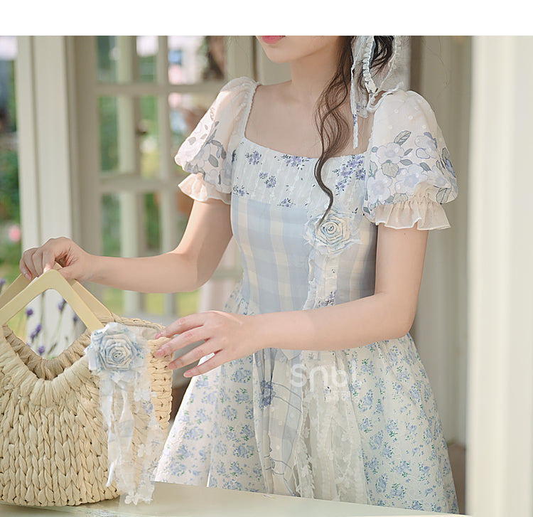Kawaii Blue Spring Flowers Dress ON628 ONI