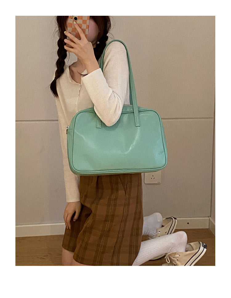 Leather Bag Color Tote Shoulder Bag - Heartzcore Heartzcore