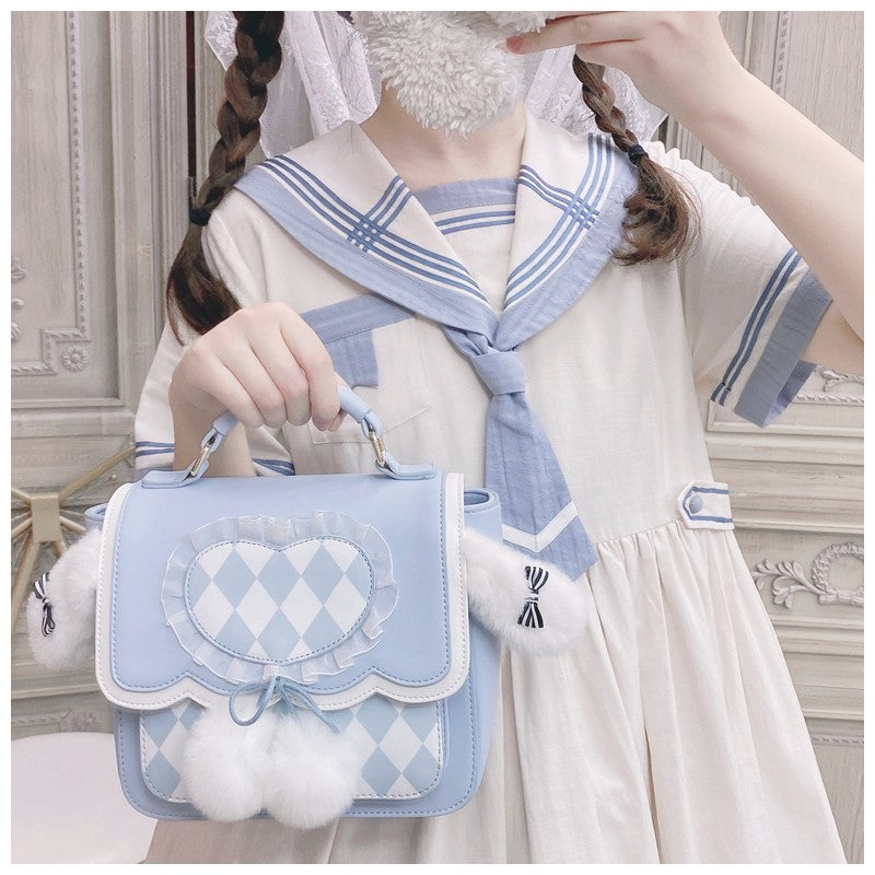 Kawaii Fluffy Bunny Ears Blue Lolita Backpack ON643 MK Kawaii Store