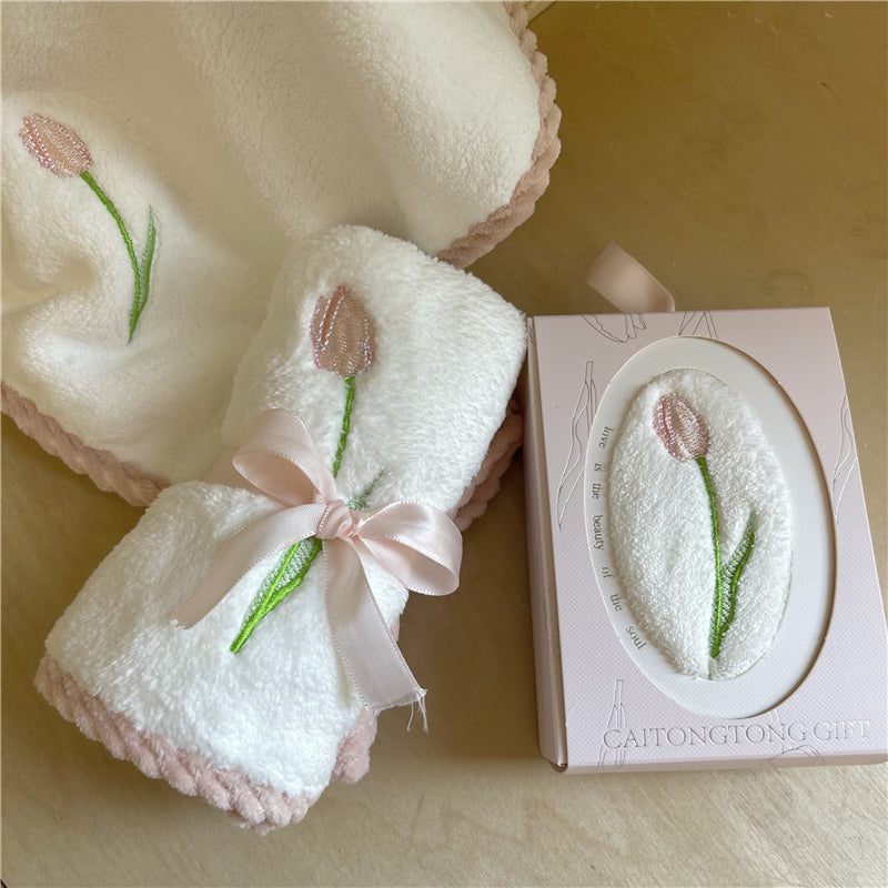 Tulip Embroidery Towel MK Kawaii Store