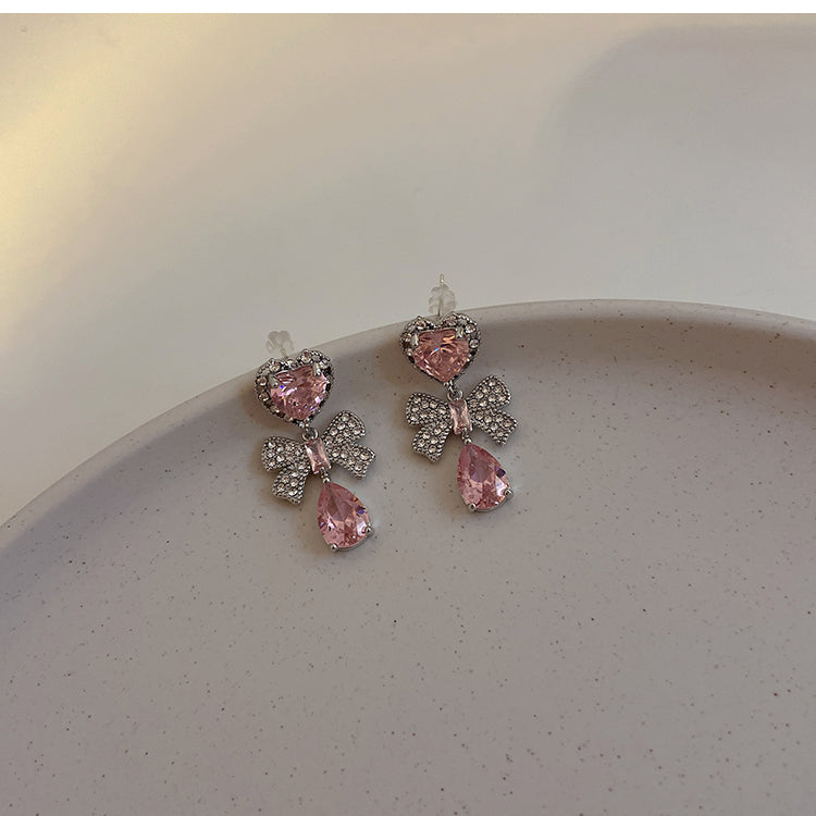 Pink Heart Diamond Earrings - Heartzcore Heartzcore