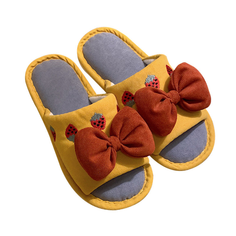 Fluffy Bow Cotton Slippers Susan