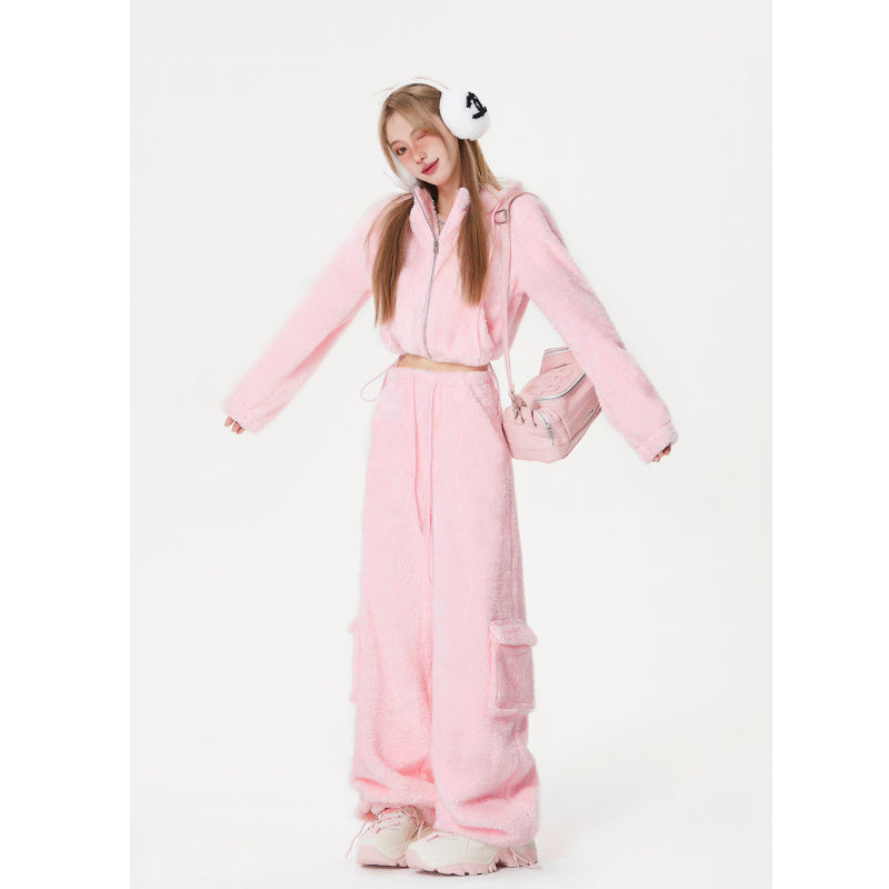 Y2K Lamb Wool Sports Suit - Kimi Kimi