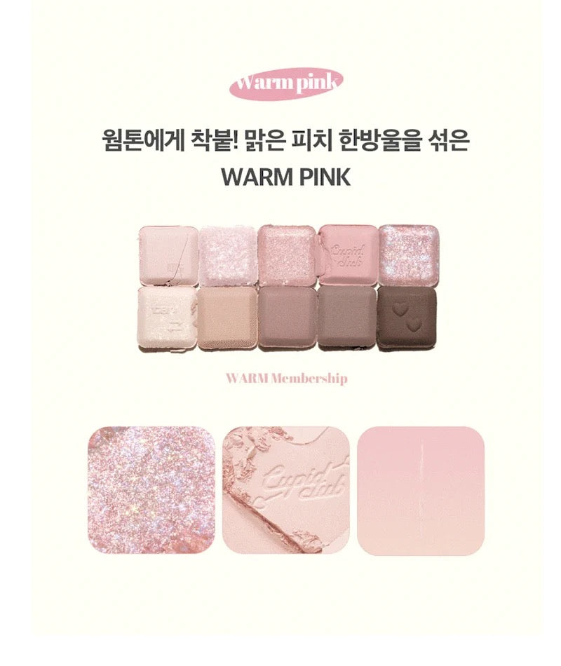 Heart Blush Pink Eyeshadow Glitter Palette 10-color - Heartzcore Heartzcore