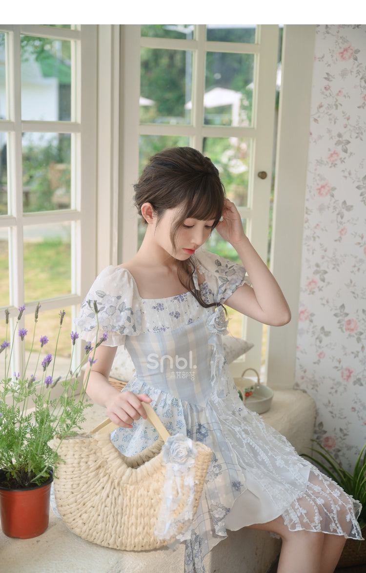 Kawaii Blue Spring Flowers Dress ON628 ONI